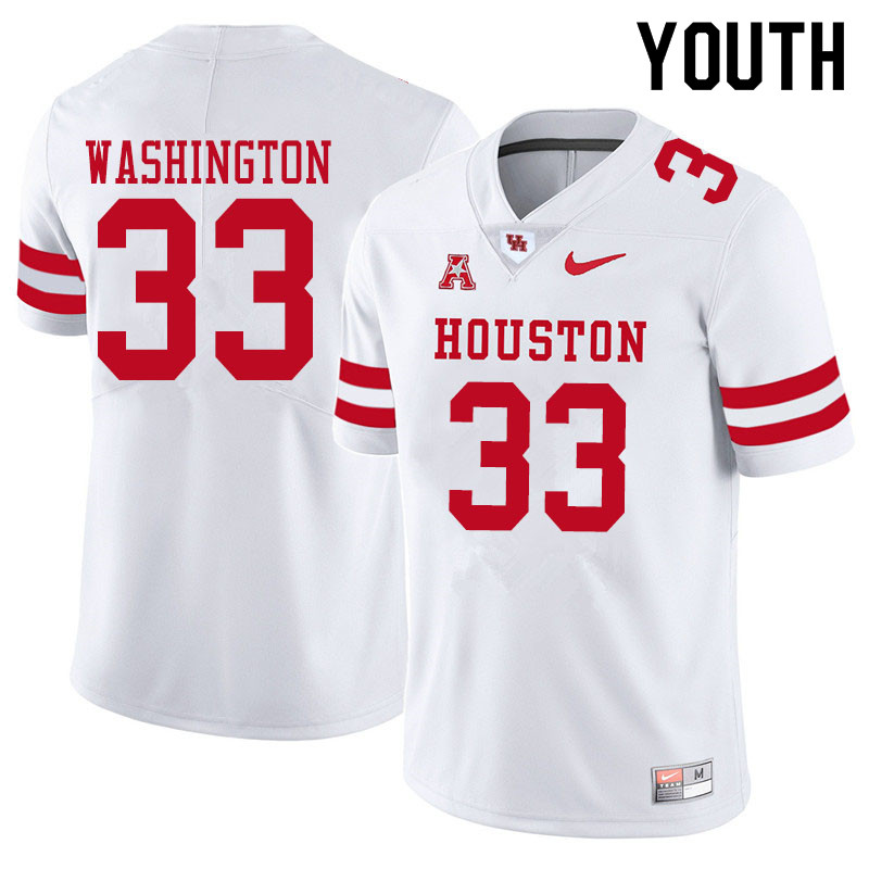 Youth #33 Bryce Washington Houston Cougars College Football Jerseys Sale-White